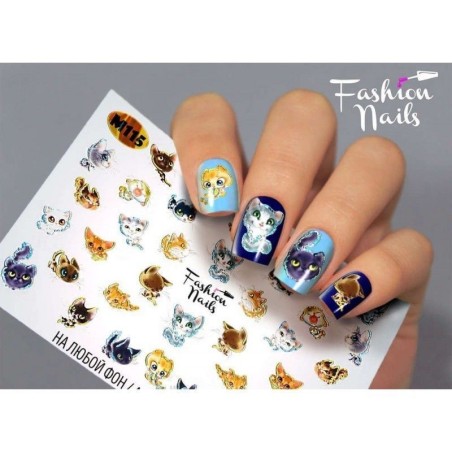 Nagel Sticker Katzen  M 115 Metallic