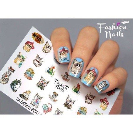 Nagel Sticker Katzen  M 106 Metallic