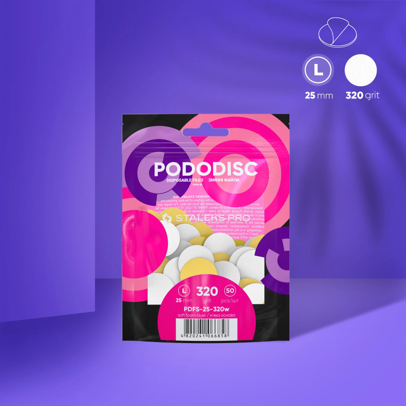 Weiße Einwegfeilen Für Pedikürescheibe Soft PODODISC STALEKS PRO L 320 grit (50 Stück)