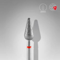 Diamantfräser Runde Birne Rot, Durchmesser 5 Mm / Arbeitsteil 12 Mm Staleks