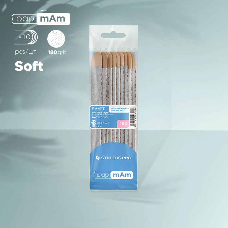 Ersatzfeilen PapMam Soft auf einem Holz SMART 20 (10 Stück) 180 grit Staleks