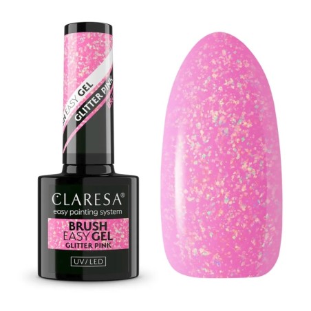 Brush Easy Gel Glitter Pink - 5ml Claresa