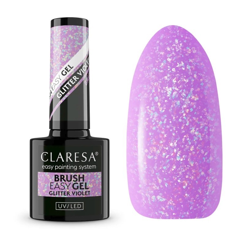 Brush Easy Gel Glitter Violet - 5ml Claresa
