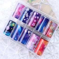 10 Transfer Nagelfolie Set - Galaxy Blumen Andere
