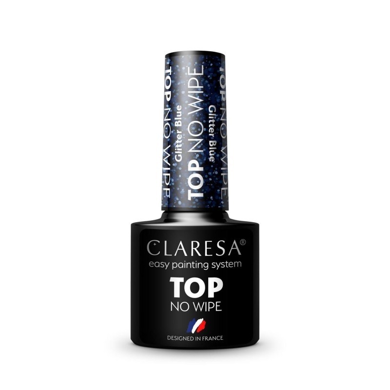 Top No Wipe Glitter Blue für UV Nagellacke 5 ml Claresa