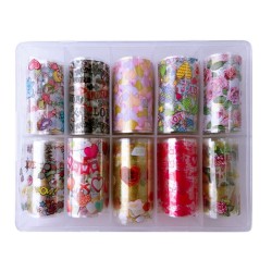 16 Transfer Nagelfolie Set - Blumen und Herzen Andere