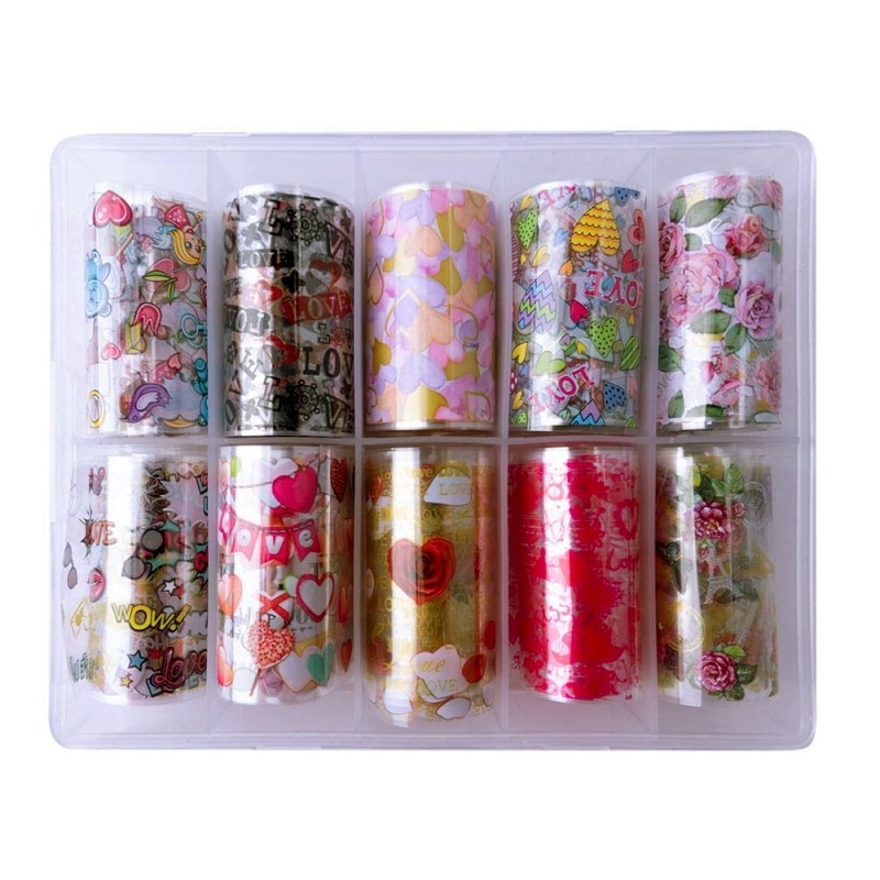 16 Transfer Nagelfolie Set - Blumen und Herzen Andere