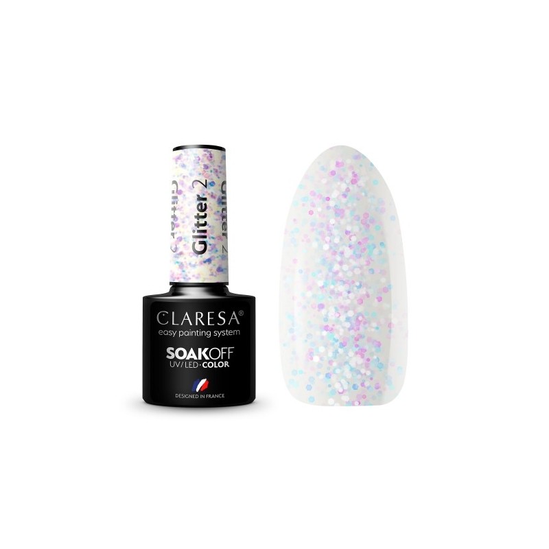 2 Glitter  UV Nagellack 5 ml Claresa