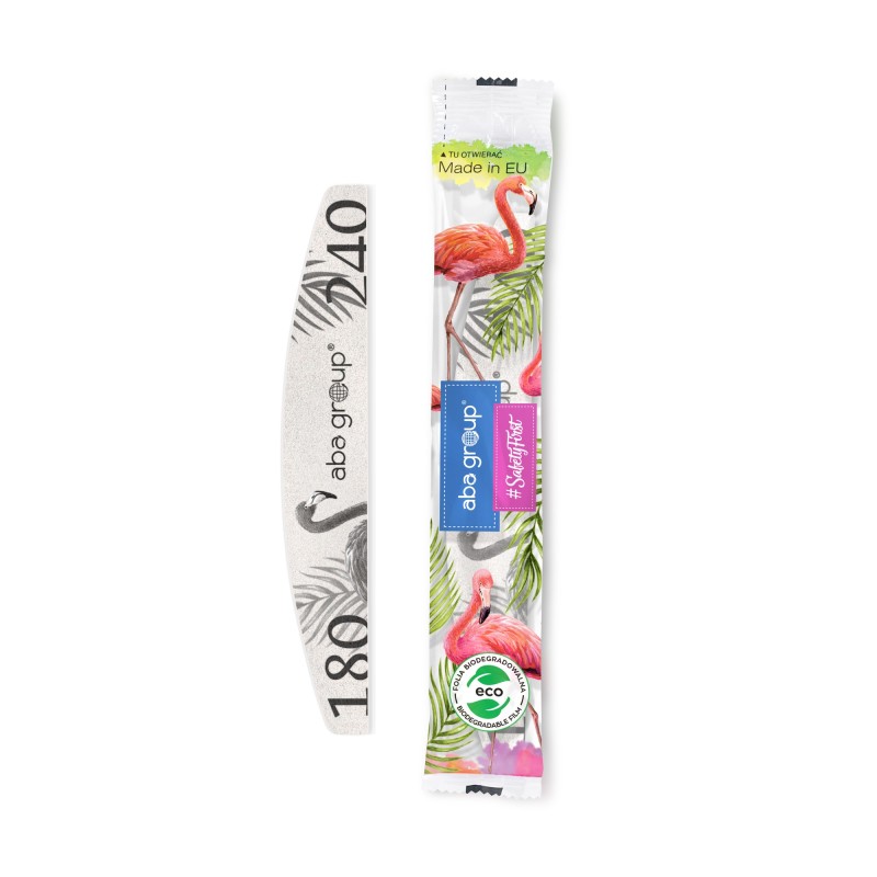 Sicheres Paket Nagelfeile Flamingo Halbmond 180/240 Standard AbaGroup